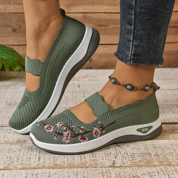Florência - Sapatilhas Respiráveis com Fecho Fácil e Bordado Floral