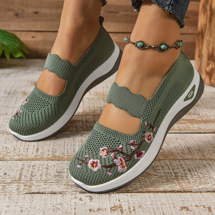 Florência - Sapatilhas Respiráveis com Fecho Fácil e Bordado Floral